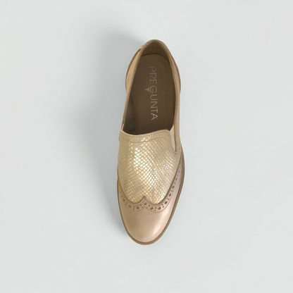 Mocassini PREGUNTA 24804VKR Vera Pelle con Elastici Laterali Champagne