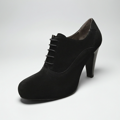 Scarpe Francesine Donna NeroGiardini A005542DE Vera Pelle Scamosciata Nero, Tacco 9.5 cm con Plateau e Lacci