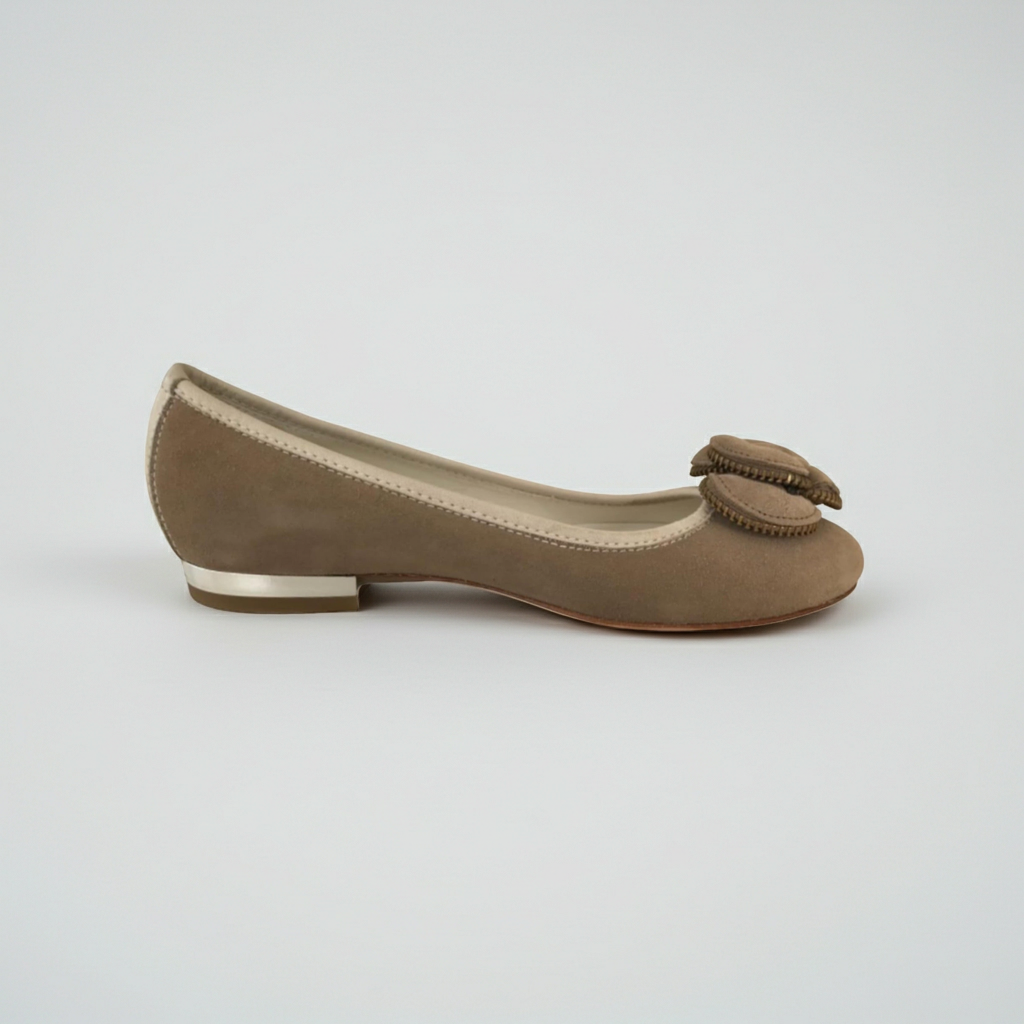Ballerine Donna NeroGiardini P106020D Tacco Basso specchiato Vera Pelle Castoro Beige