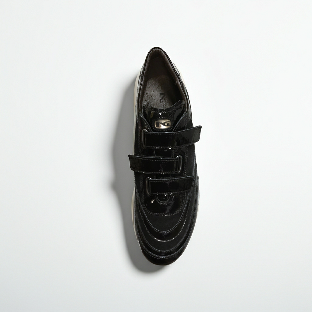 Sneakers A907919 in Vera Pelle Naplak, Pelle Scamosciata, chiusura triplo strappo, Nero 40/41x2/42/43