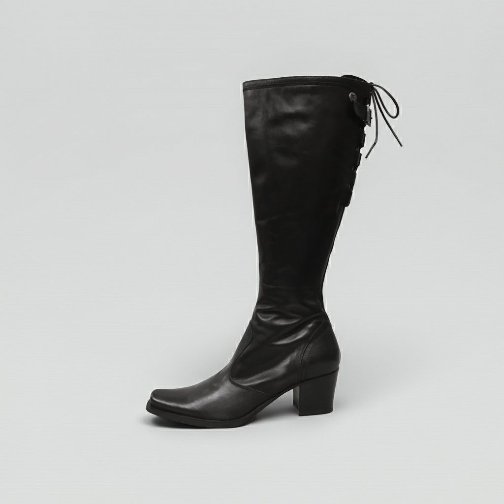 Stivali Donna NeroGiardini 00205 Vera Pelle, Cerniera zip e Lacci - Colore Nero