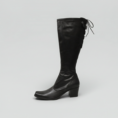 Stivali Donna NeroGiardini 00205 Vera Pelle, Cerniera zip e Lacci - Colore Nero