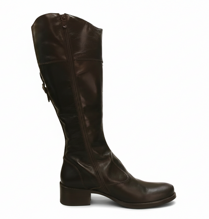 Stivali cavallerizza Donna NeroGiardini 00585 Vera Pelle, Tacco basso 3 cm, Cerniera Zip, Elastico - Marrone Testa di Moro