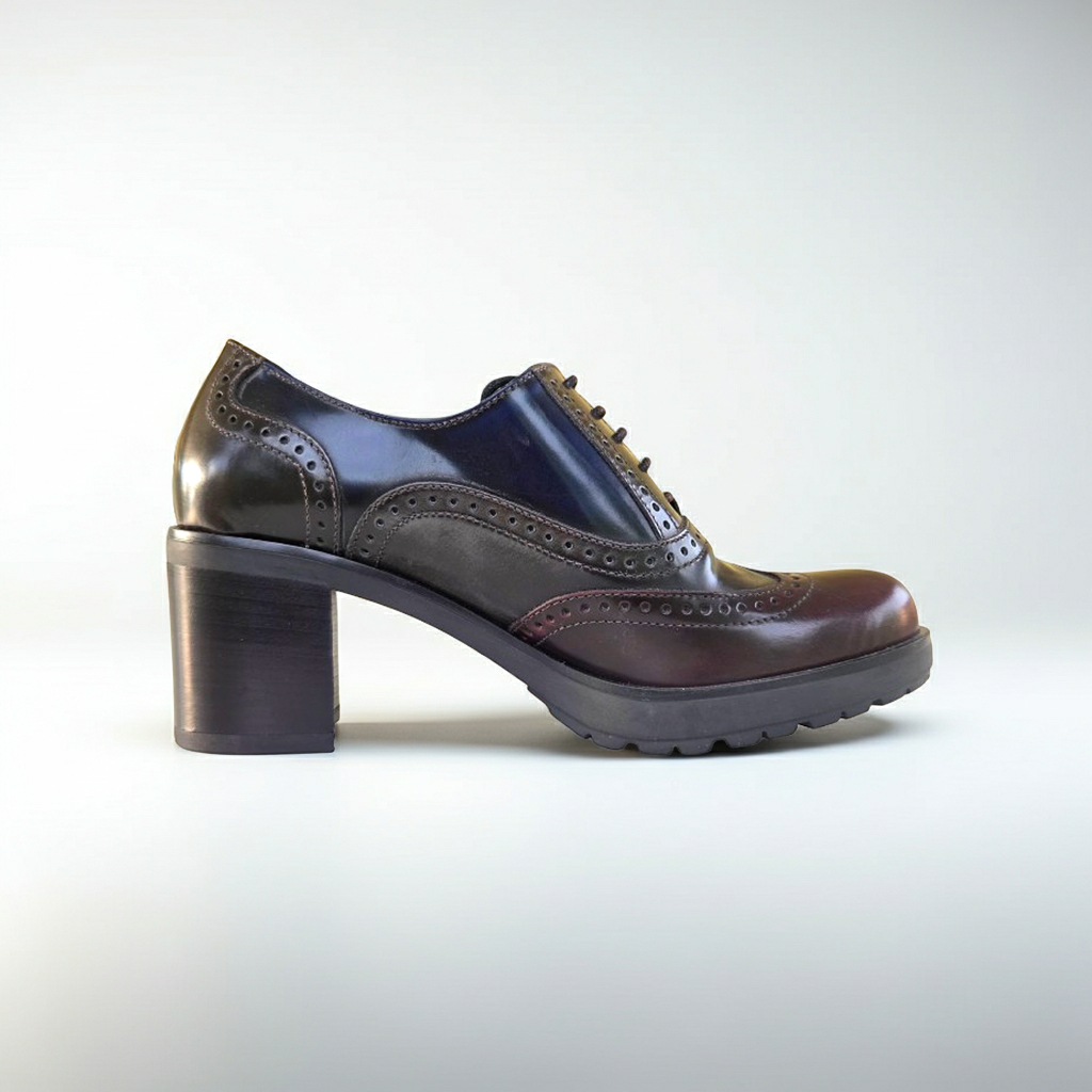Scarpe Francesine Donna NeroGiardini A616491D Tacco a blocco e plateau, Vera Pelle Abrasivato, Bordeaux, Antracite, Blu - Numero 37 (EU)