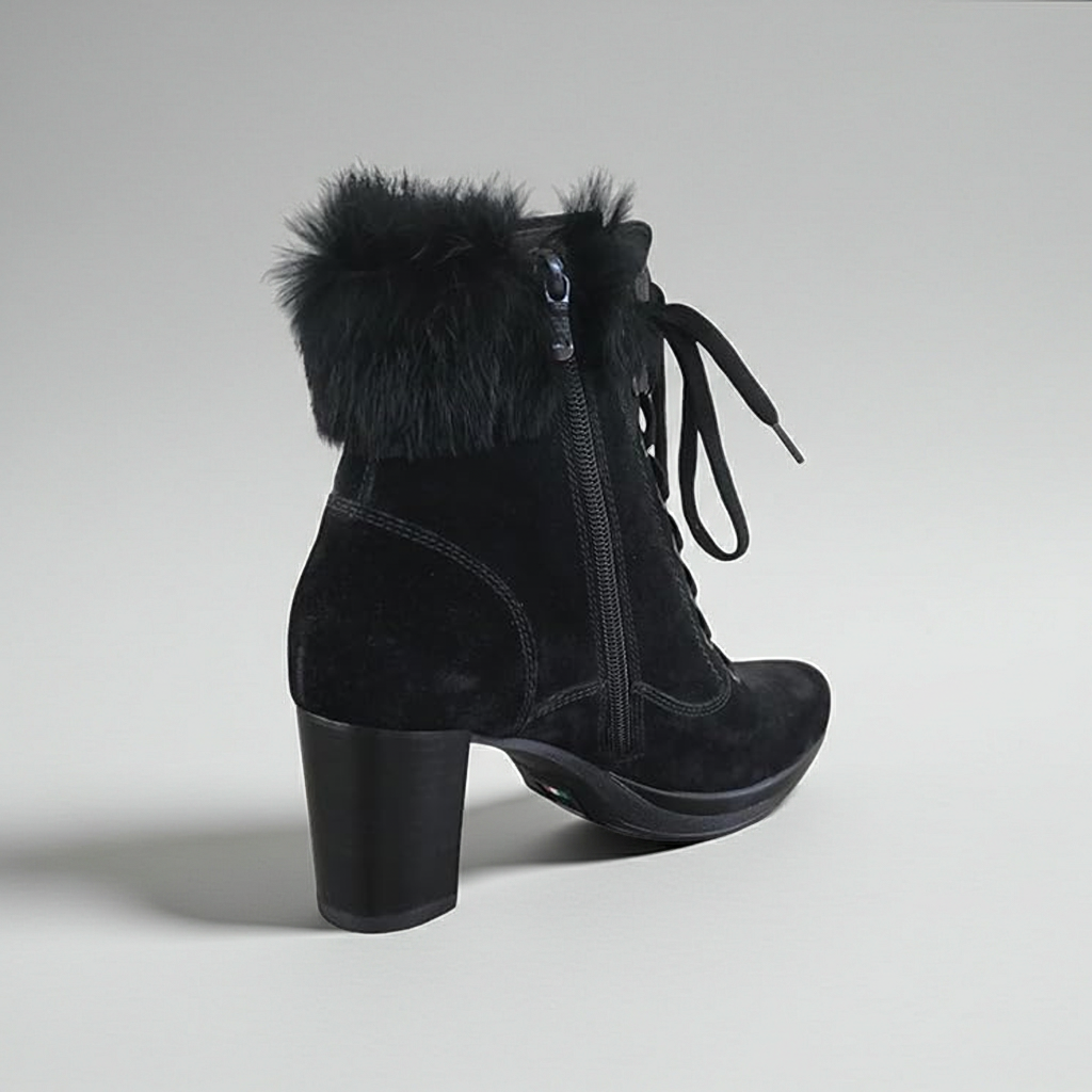 Stivaletti Neri Donna NeroGiardini A207801D, Plateau, Vera Pelle Camoscio, Pelliccia Nera, Inverno - 37 EU