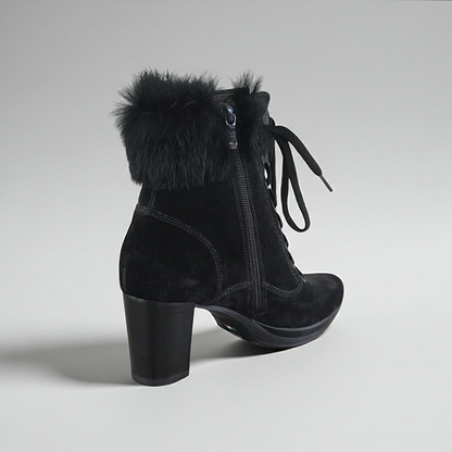 Stivaletti Neri Donna NeroGiardini A207801D, Plateau, Vera Pelle Camoscio, Pelliccia Nera, Inverno - 37 EU
