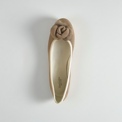 Ballerine NeroGiardini Tacco Basso camoscio Beige con riporti in Pelle