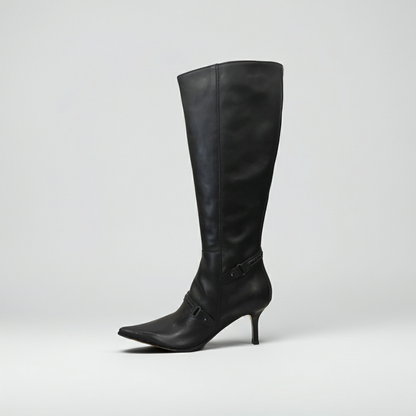 Stivali con tacco a spillo NeroGiardini 00543 Vera Pelle, Nero, Cerniera zip, Elastico, Strass