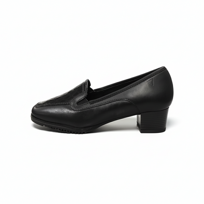 Scarpe Donna Cinzia Soft Art 5398 - Tacco a Blocco 3 cm, Elastici Laterali, Vera Pelle, Vernice in Stampa Cocco Nero