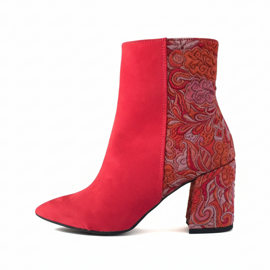 Stivaletto Rosso, Donna, Pregunta 9802, Vera Pelle scamosciata Tacco a blocco