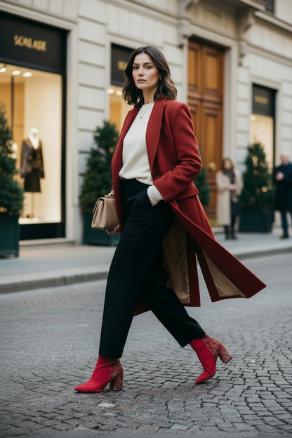 Stivaletto Rosso, Donna, Pregunta 9802, Vera Pelle scamosciata Tacco a blocco