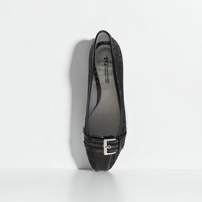 Décolleté basse NeroGiardini 00711 Tessuto Monogram Vera Pelle Nero