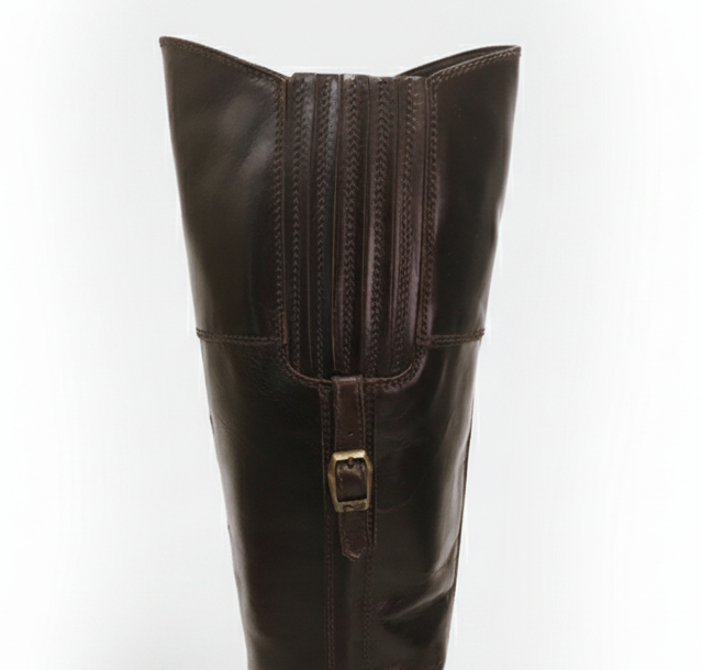 Stivali cavallerizza Donna NeroGiardini 00585 Vera Pelle, Tacco basso 3 cm, Cerniera Zip, Elastico - Marrone Testa di Moro