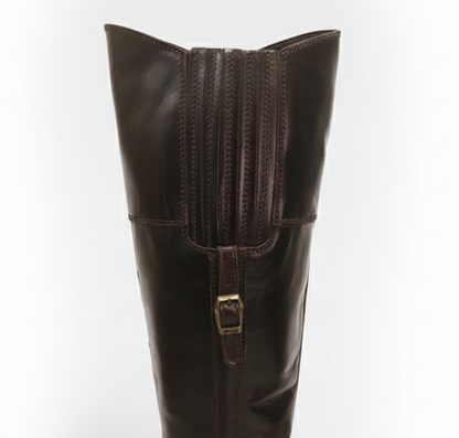 Stivali cavallerizza Donna NeroGiardini 00585 Vera Pelle, Tacco basso 3 cm, Cerniera Zip, Elastico - Marrone Testa di Moro