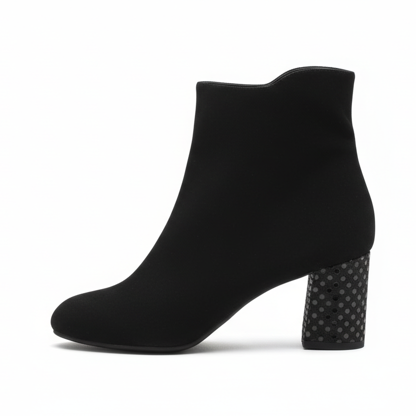 Stivaletti Neri Donna Cinzia Soft, Tacco a blocco 6 cm, Vera Pelle Scamosciata, Cerniera Laterale - Numero 41 EU