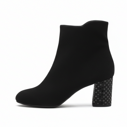 Stivaletti Neri Donna Cinzia Soft, Tacco a blocco 6 cm, Vera Pelle Scamosciata, Cerniera Laterale - Numero 41 EU
