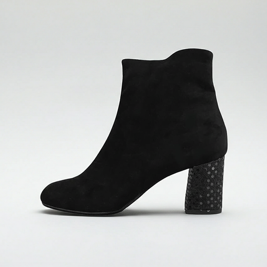 Stivaletti Neri Donna Cinzia Soft, Tacco a blocco 6 cm, Vera Pelle Scamosciata, Cerniera Laterale - Numero 41