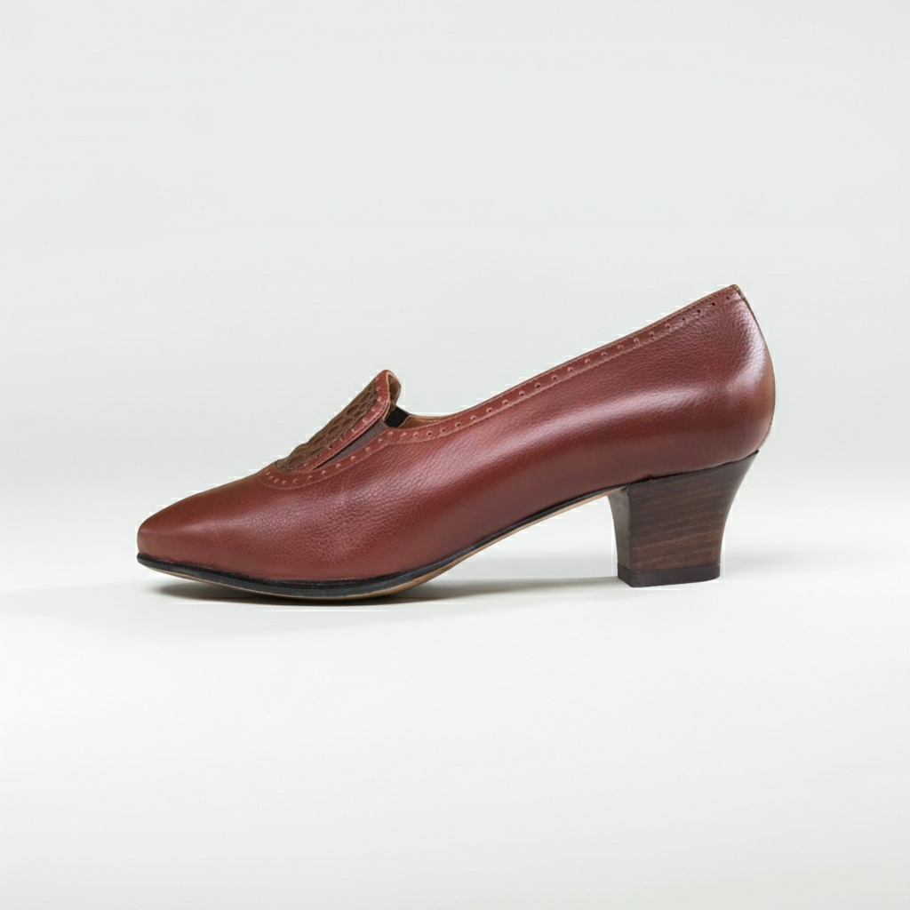 Scarpe donna Lady Confort 015, Vera Pelle, Marrone Cuoio, con Elastici Laterali