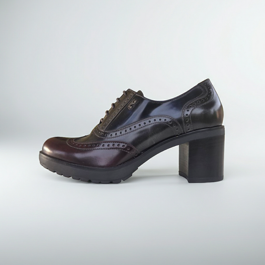 Scarpe Francesine Donna NeroGiardini A616491D Tacco a blocco e plateau, Vera Pelle Abrasivato, Bordeaux, Antracite, Blu - Numero 37 (EU)