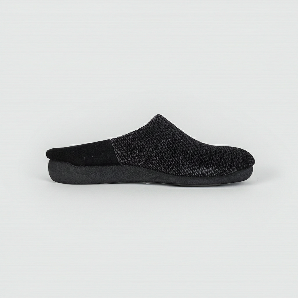 Pantofole Ciabatte Uomo in Velour Melange, Fodera e Soletta in Lana, Grigio, Plantare Estrabile