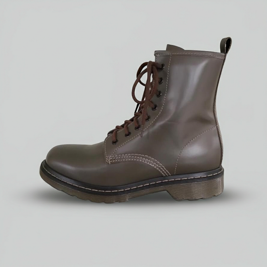 Anfibi Donna NeroGiardini A311040D - Vera Pelle Abrasivata, Tacco Basso, Cerniera Laterale, Verdegris Militare