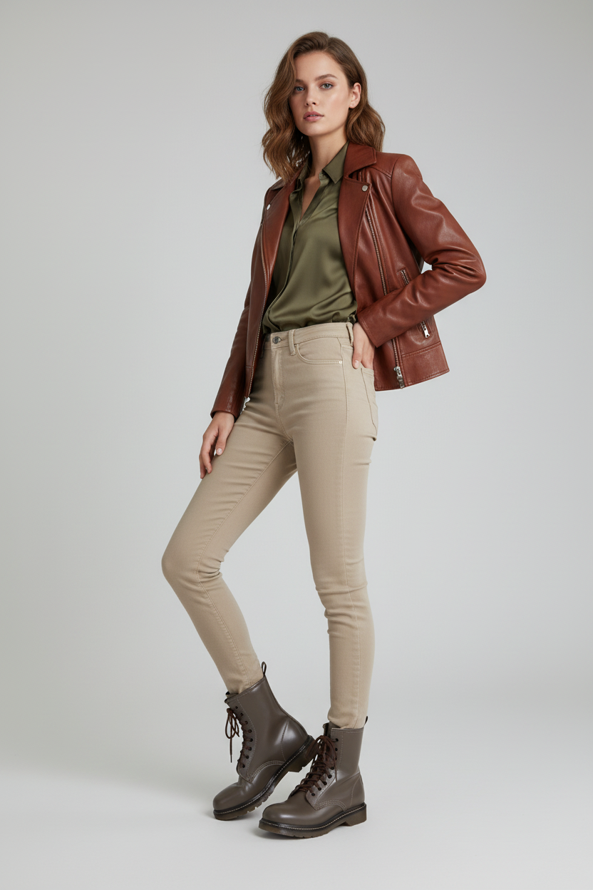 Anfibi Donna NeroGiardini A311040D - Vera Pelle Abrasivata, Verdegris, Zip