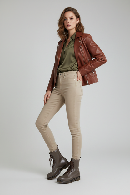 Anfibi Donna NeroGiardini A311040D - Vera Pelle Abrasivata, Verdegris, Zip