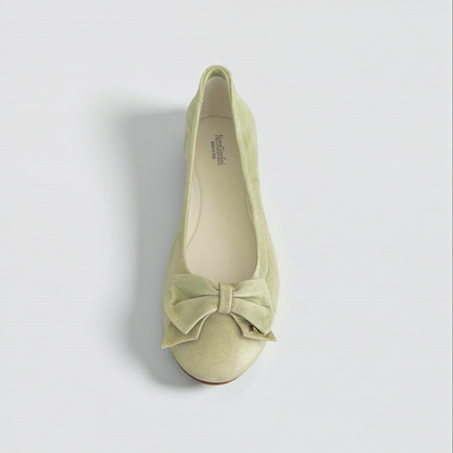 Ballerine Pistacchio NeroGiardini P409831D Vera Pelle Scamosciata con fiocco