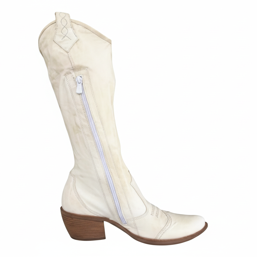 Stivali Texani Donna NeroGiardini 00320 Vera Pelle Bianco Latte, Numero 38 EU