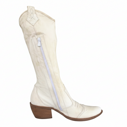 Stivali Texani Donna NeroGiardini 00320 Vera Pelle Bianco Latte, Numero 38 EU