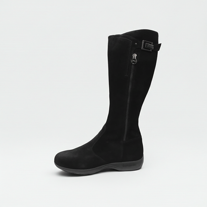 Stivali bassi Donna NeroGiardini A005102D Vera Pelle Scamosciata, Fondo gomma, Cerniera Zip - Colore Nero