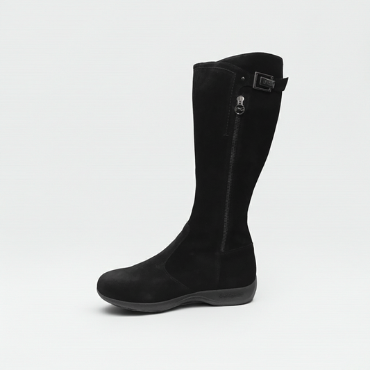 Stivali bassi Donna NeroGiardini A005102D Vera Pelle Scamosciata, Fondo gomma, Cerniera Zip - Colore Nero