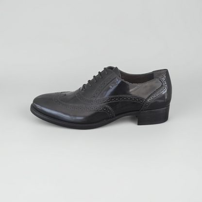 Scarpe Inglesine Donna NeroGiardini A513350D Stile Oxford, Tacco basso, Vera Pelle Abrasivata, Nero - Numero 36