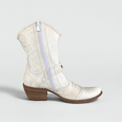 Stivaletti texani Donna NeroGiardini 00321 Vera Pelle Bianco Latte