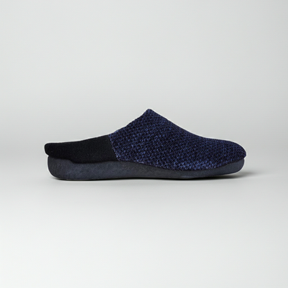 Pantofole Ciabatte Uomo in Velour Caldo, Fodera e Soletta in Lana, Blu, Plantare Estrabile