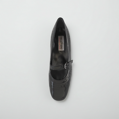 Décolleté con cinturino Donna, Valleverde, Moda Comoda, tacco 4 cm, Vera Pelle in Vernice, Nero