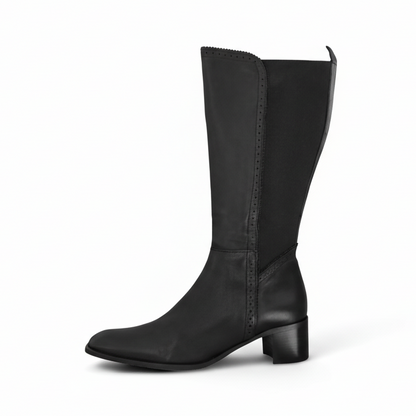 Stivali Ok Calzature 1200 in Nappa, con Elastici laterali e Zip, Tacco a blocco, 40 EU