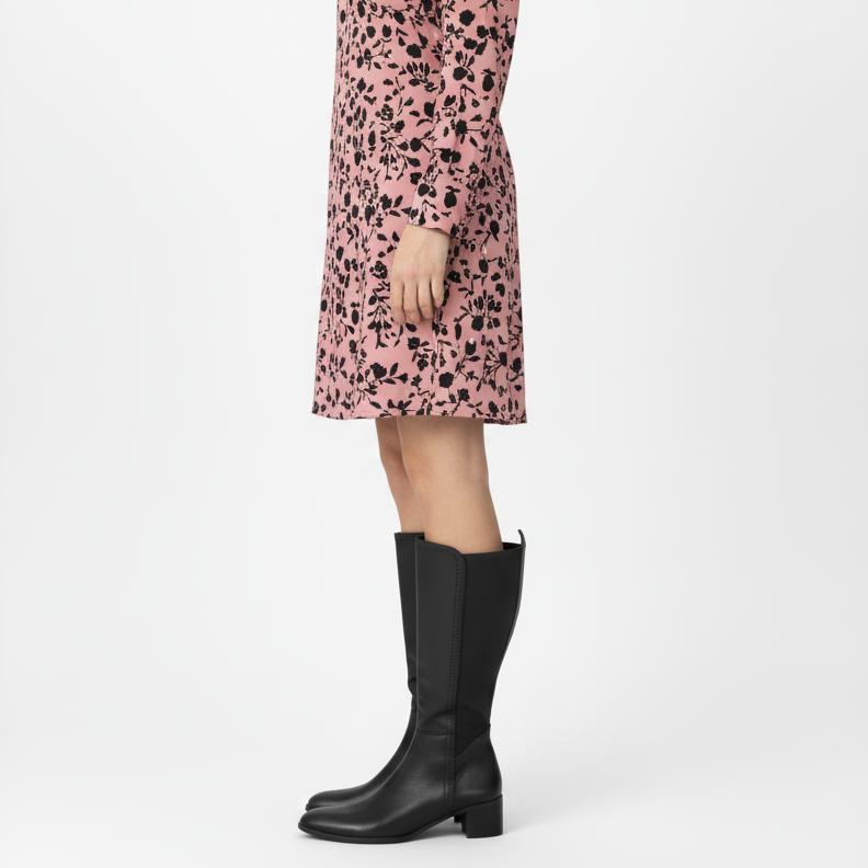 Stivali Ok Calzature 1200 in Nappa, con Elastici laterali e Zip, Tacco a blocco, 40 EU