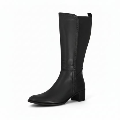 Stivali Donna Ok Calzature 1200 Vera Pelle Nappa Nera con Elastici, Zip e Tacco a Blocco – Numero 40