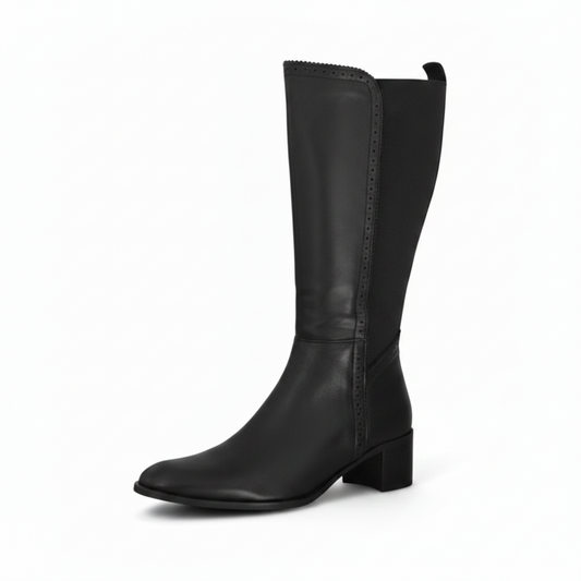 Stivali Donna Ok Calzature 1200 Vera Pelle Nappa Nera con Elastici, Zip e Tacco a Blocco – Numero 40