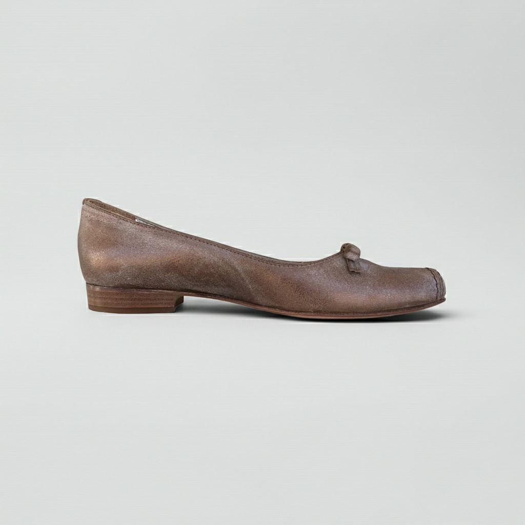 Ballerina con fiocchetto NeroGiardini 00860 Vera Pelle Bronzo metallizzato