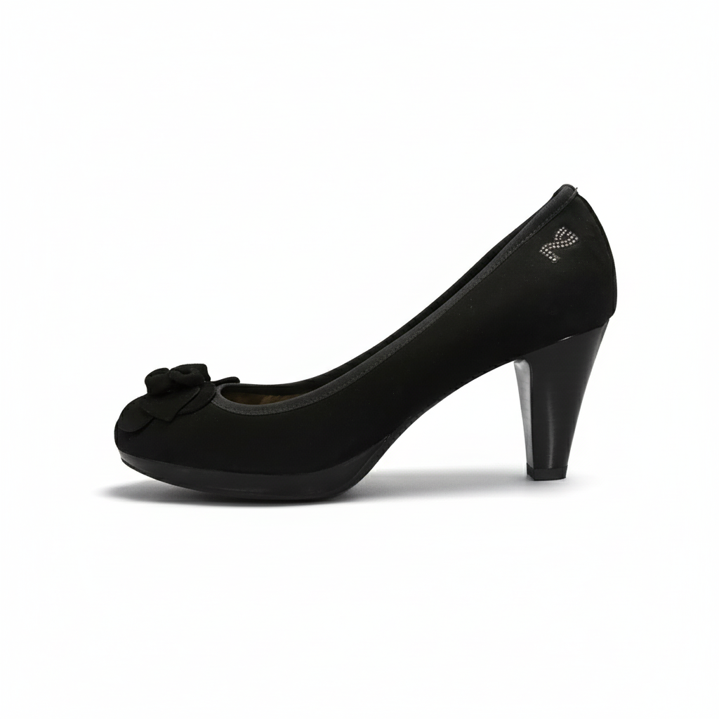 Dècolletè Donna NeroGiardini A208080D Tacco 7 cm con Plateau, Fiore apllicato, Camoscio Nero
