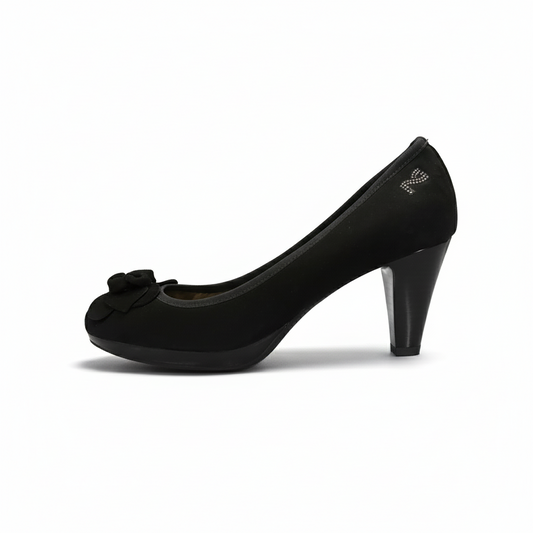 Dècolletè Donna NeroGiardini A208080D Tacco 7 cm con Plateau, Fiore apllicato, Camoscio Nero