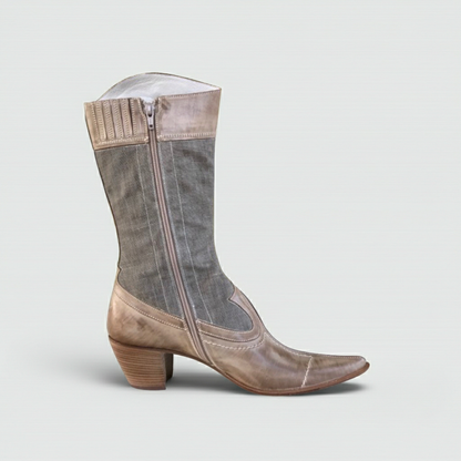 Stivali Texani Donna NeroGiardini 00312 Vera Pelle Beige Tela Tortora, Numero 40 EU