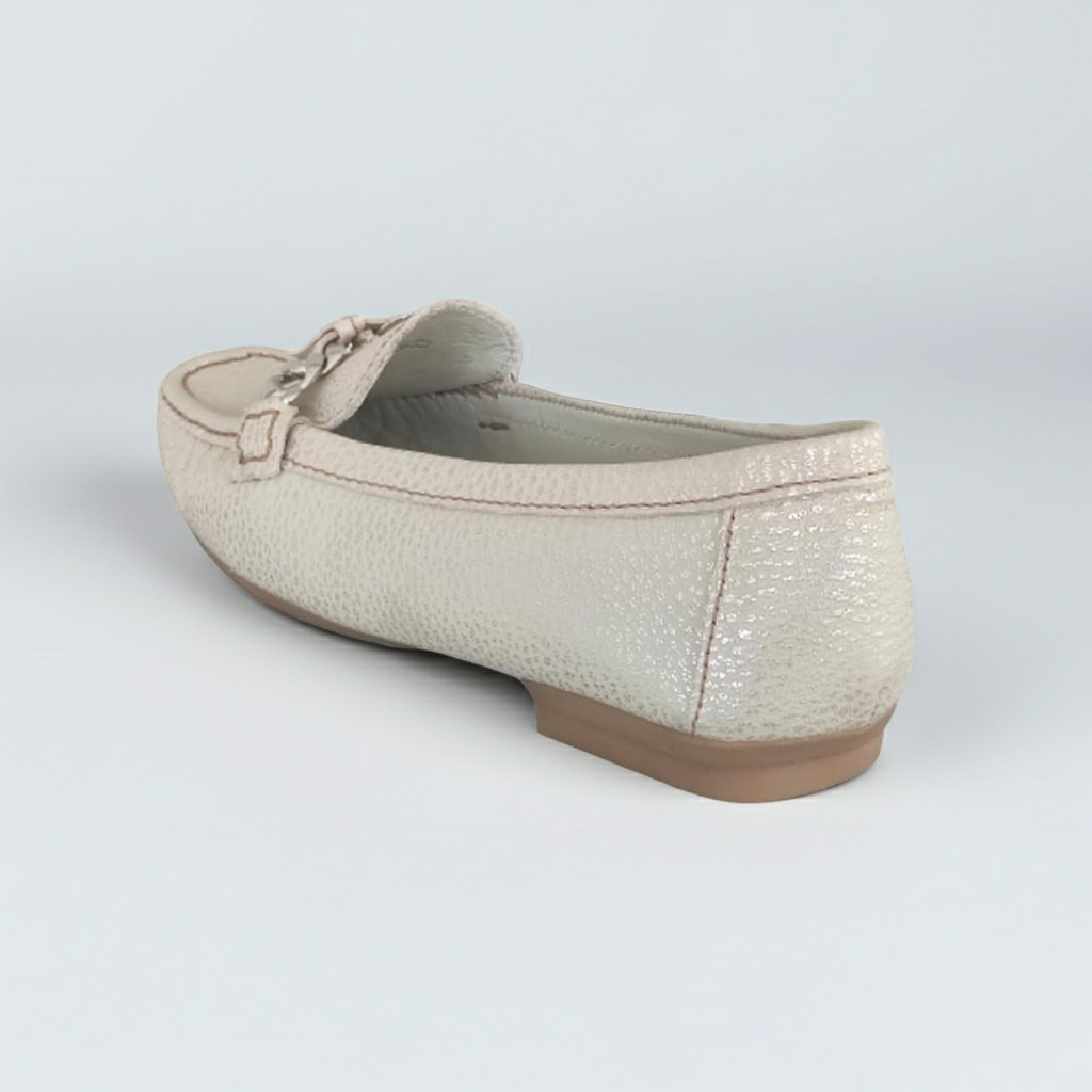 Mocassini Donna Comfort Vera Pelle Beige Platinato