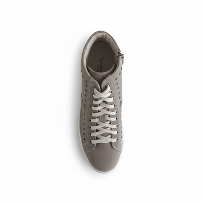 Sneakers Donna NeroGiardini P410110D Vera Pelle Tortora Laminato oro Lacci e Zip - 38 EU