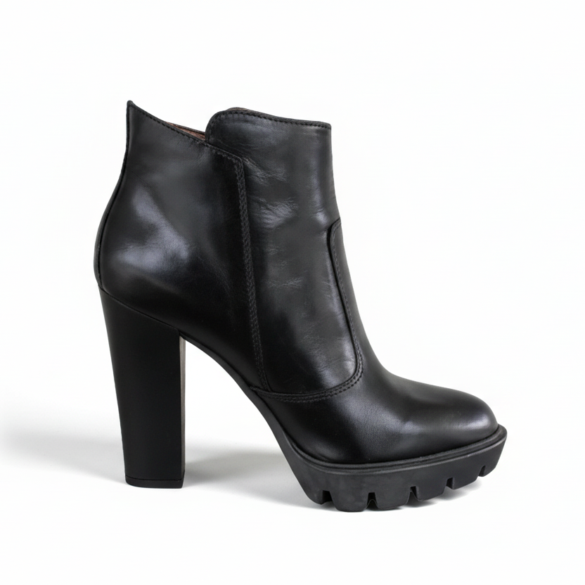 Stivaletti Neri Donna NeroGiardini in Vera Pelle, Tacco 10 cm con Plateau, Cerniera Laterale oro – Art. A616501D