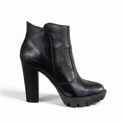 Stivaletti Neri Donna NeroGiardini in Vera Pelle, Tacco 10 cm con Plateau, Cerniera Laterale oro – Art. A616501D
