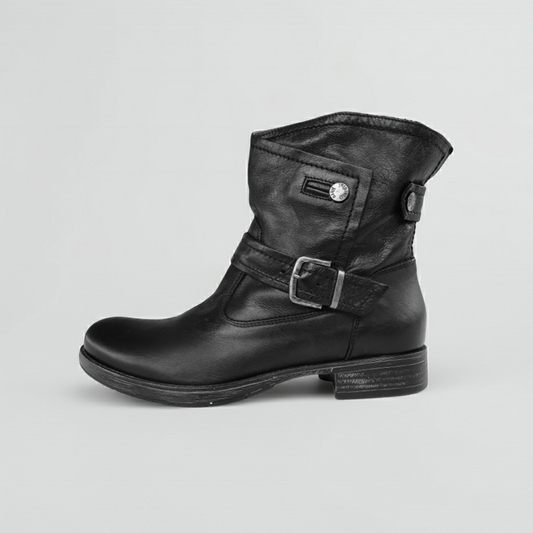 Stivaletti Biker Neri Donna NeroGiardini A309210D in Vera Pelle, Altezza Caviglia - Numero 38 (EU)