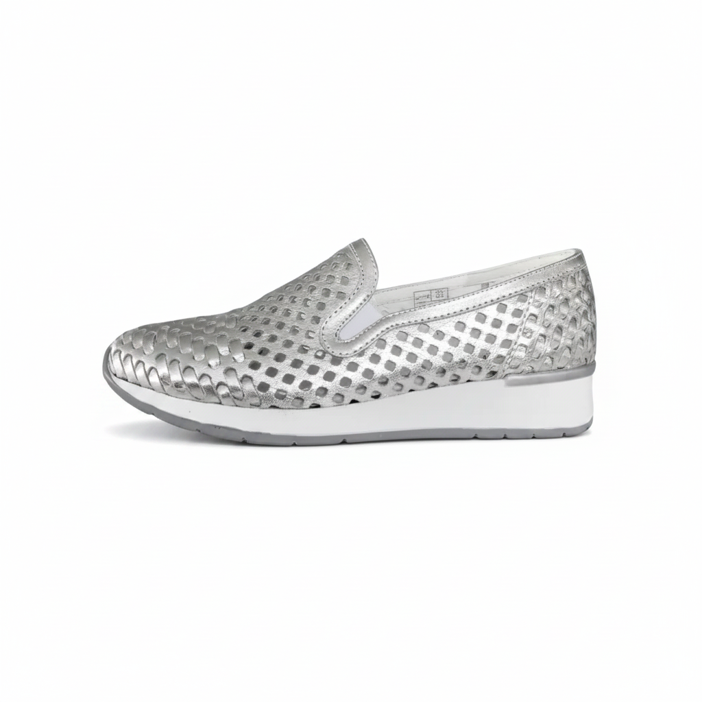 Sneakers Donna Cinzia Soft 8199 Vera Pelle con Plantare Estraibile ed Elastici Laterali - 38 (EU)